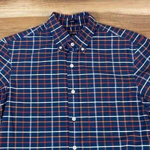 J.Crew Flex Oxford Shirt Mens Small Slim Fit Plaid Button Down